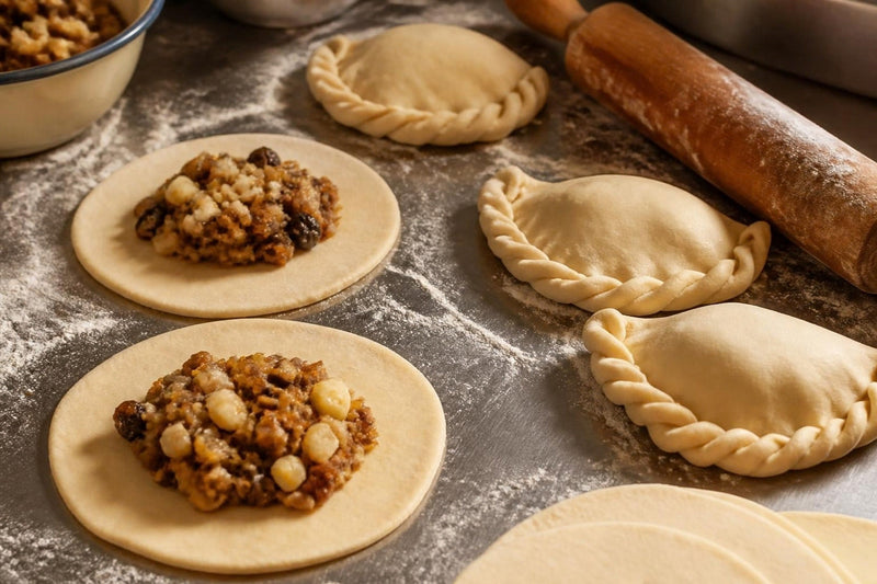 Empanadas caseras sobre acero