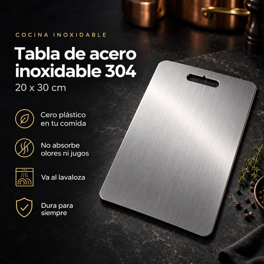 Tabla de acero inoxidable 304 de 20 x 30 cm con sus ventajas
