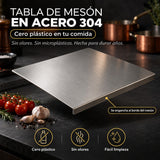 Tabla de Mesón de Acero 304 | Corta y amasa SIN microplásticos ni olores en tu comida 🧄